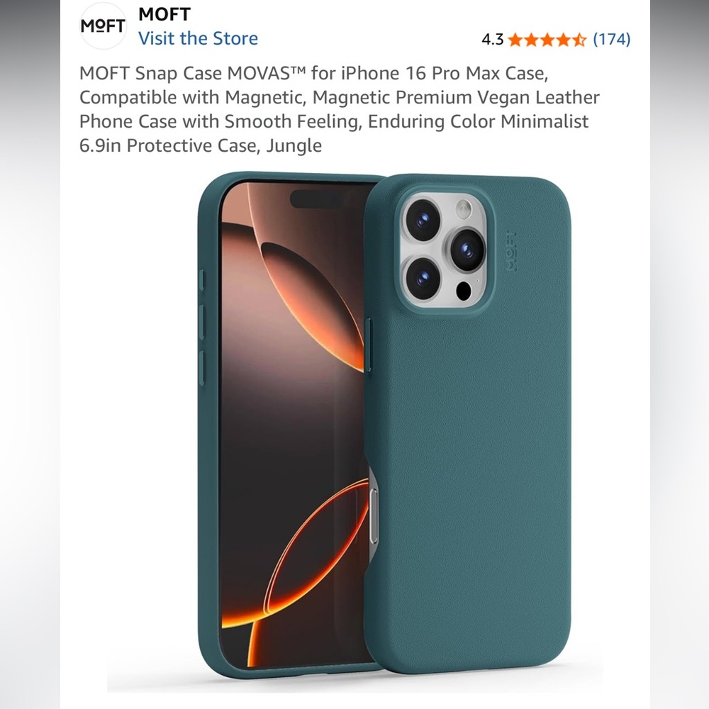 MOFT Jungle Green Vegan Leather Case - iPhone 16 Pro Max